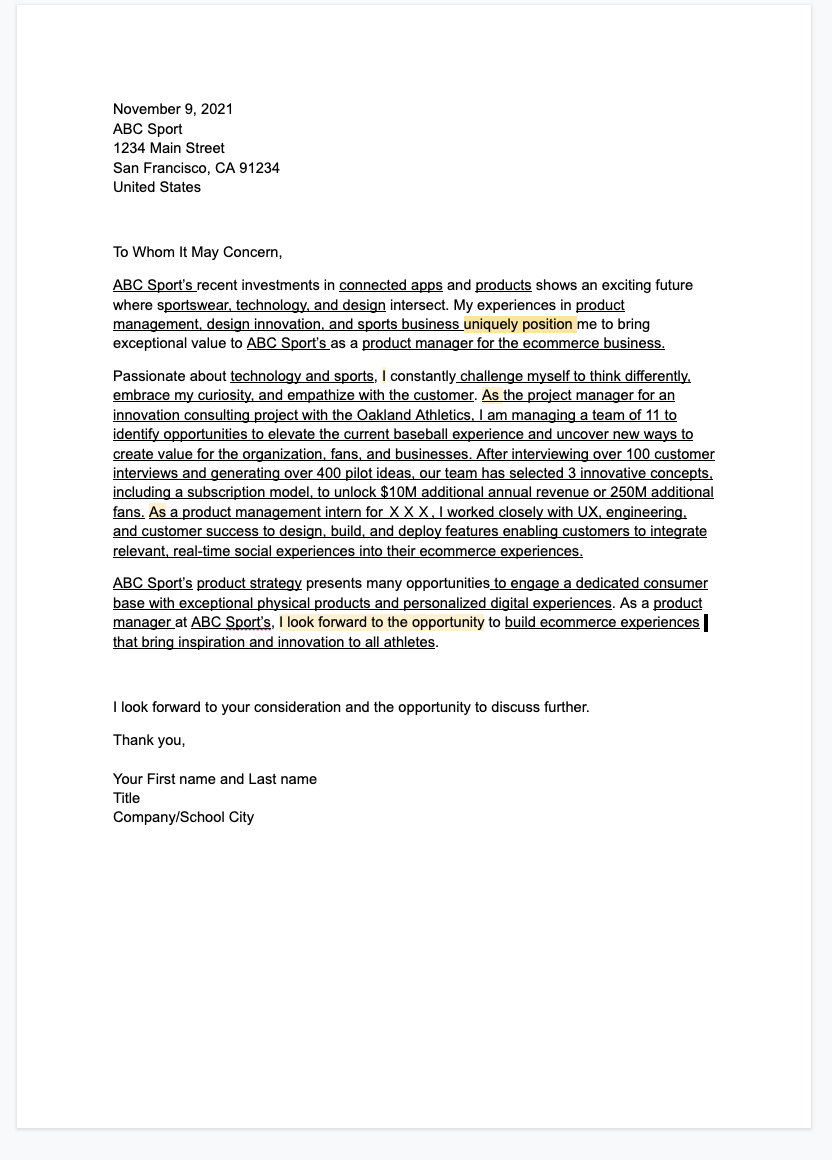 cover letter sample 英文求职信样本,提升求职成功率